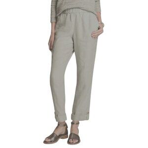 Pure Jill roll tab pull on Linen Elastic Waist Pants M Relaxed Fit cool khaki